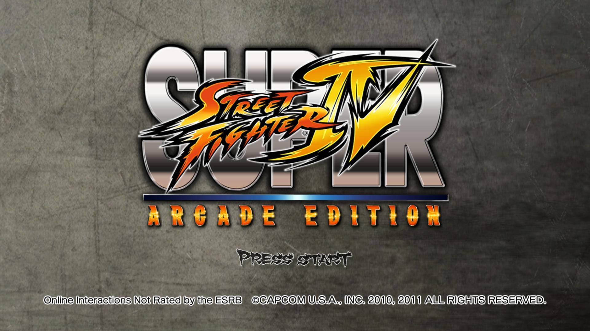 Super Street Fighter IV: Arcade Edition title screen for Xbox 360